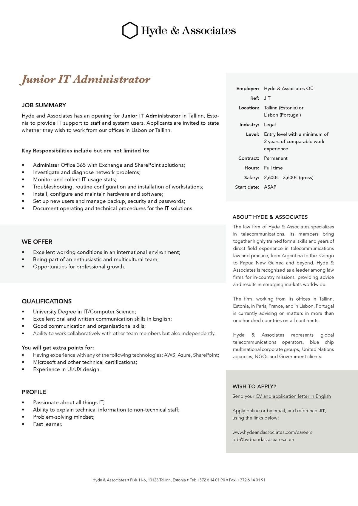 CV Keskus t pakkumine Junior IT Administrator 2024 01 16