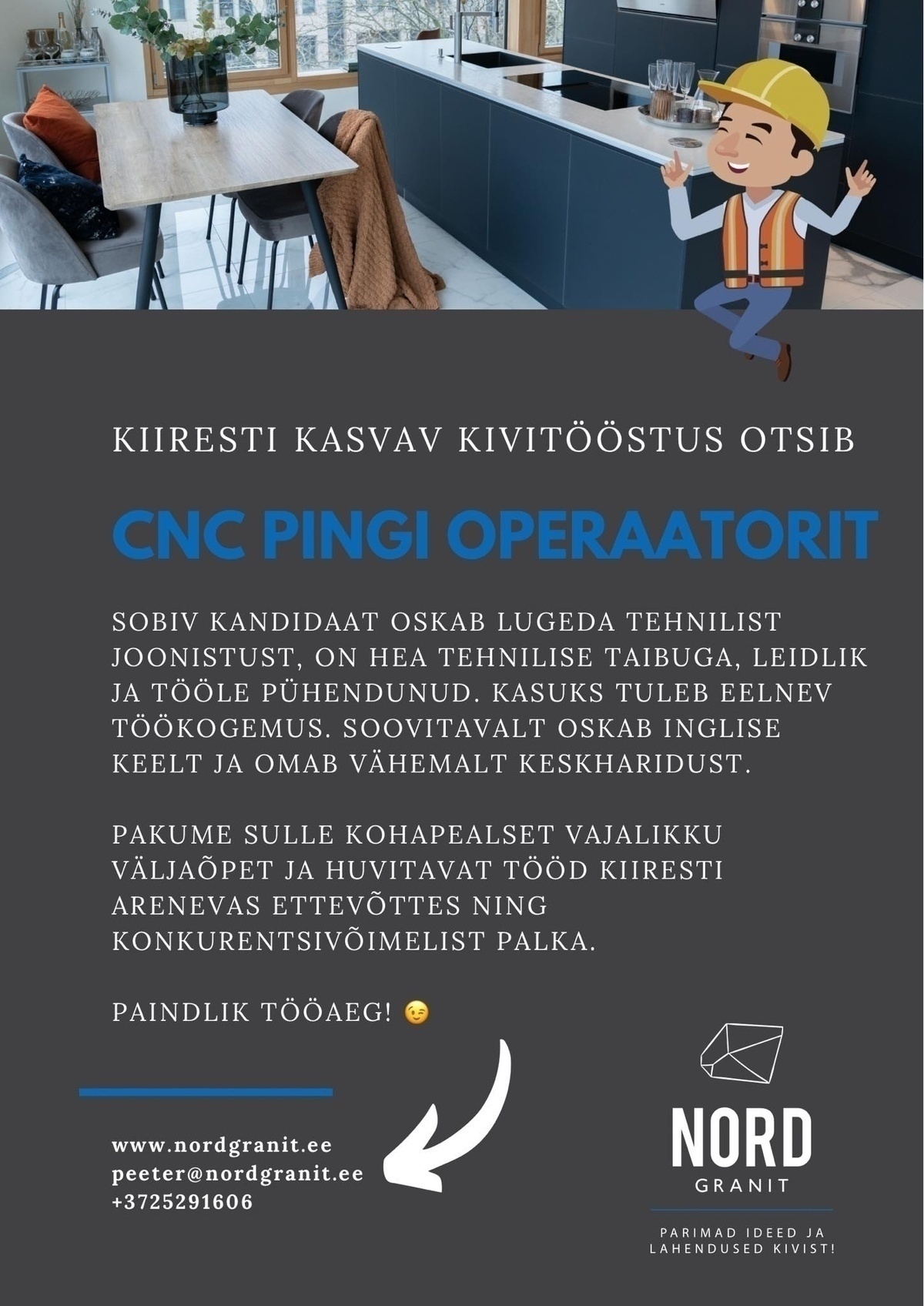 Nordgranit OÜ CNC pingi operaator
