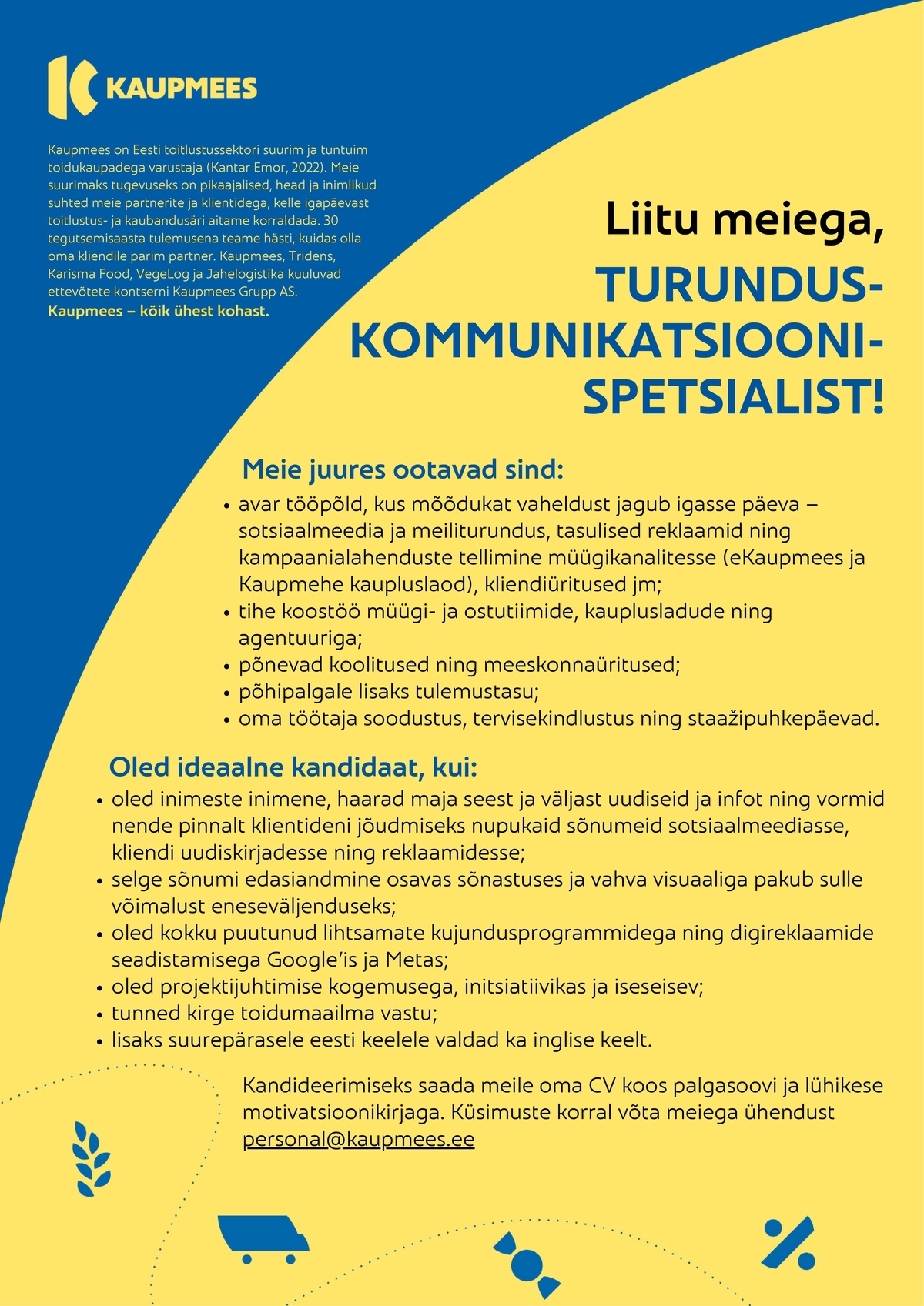 Kaupmees & Ko AS Turundus-kommunikatsioonispetsialist