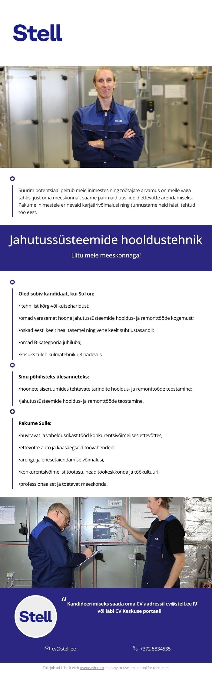 Stell Eesti AS Jahutussüsteemide hooldustehnik