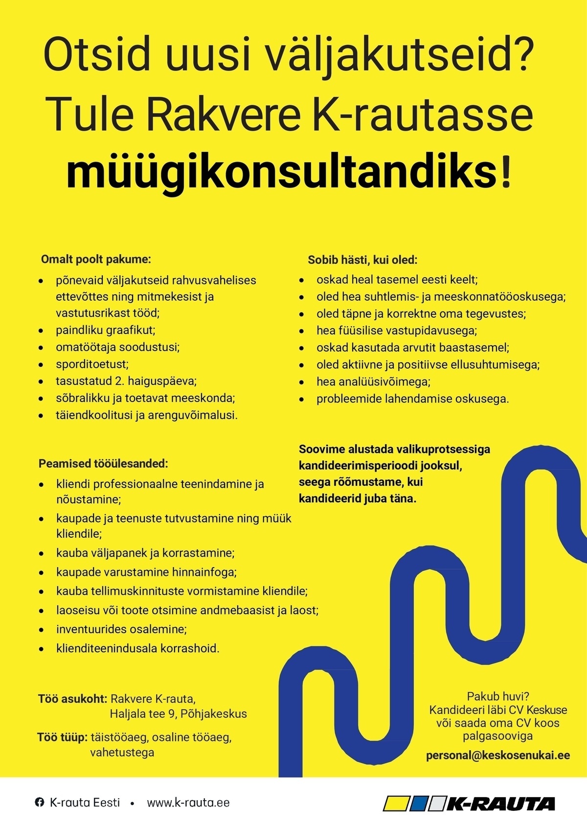 AS Kesko Senukai Estonia Müügikonsultant üldehitus Rakvere K-rautasse