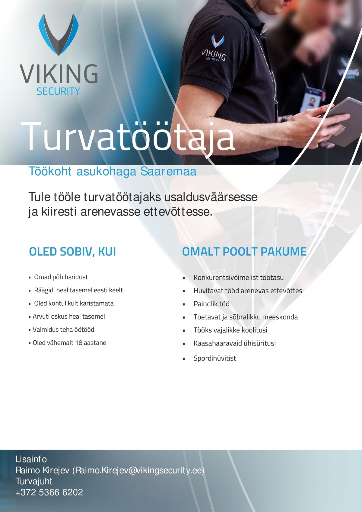 Viking Security AS Turvatöötaja Saaremaale