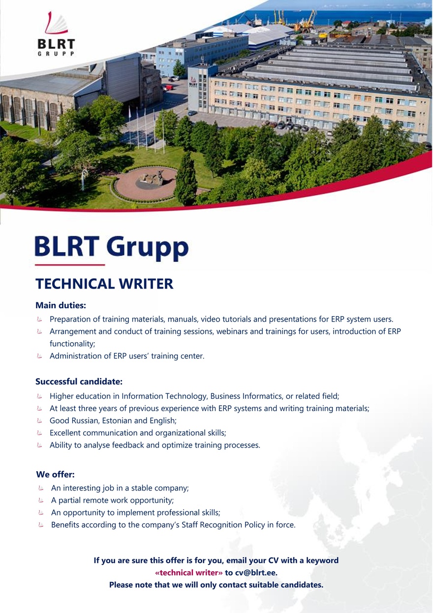 BLRT Grupp Technical writer