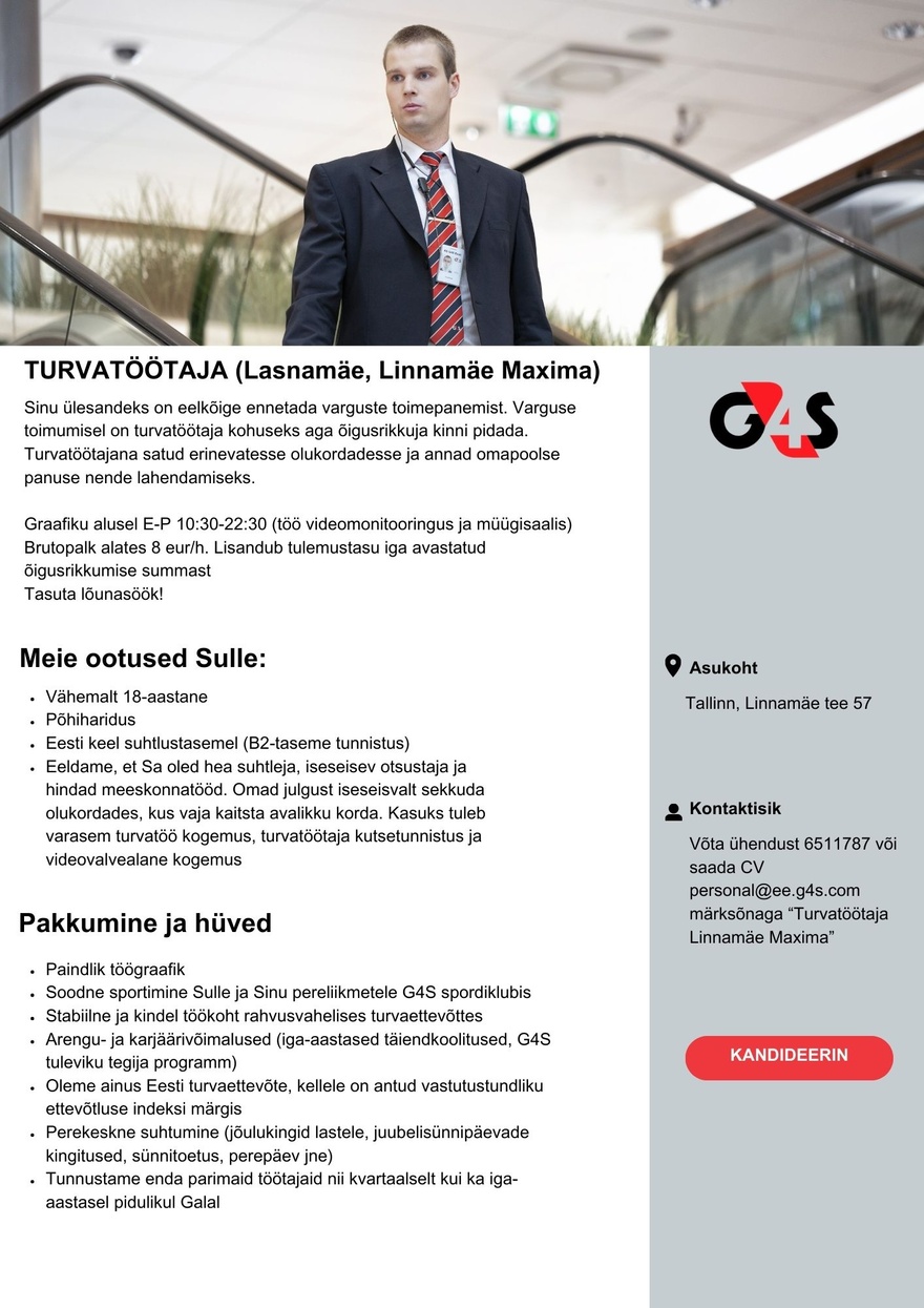 AS G4S Eesti Turvatöötaja (Lasnamäe, Linnamäe Maxima)