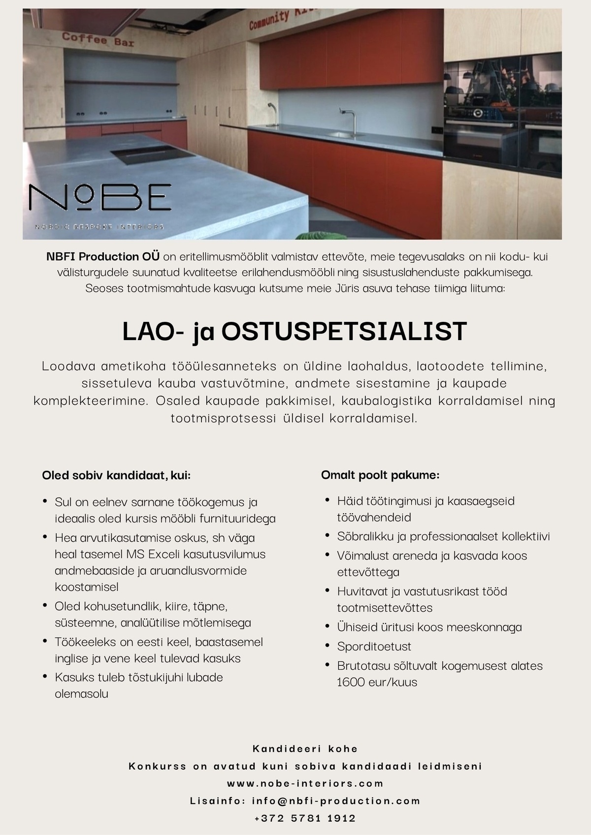 NBFI Production OÜ LAO- ja OSTUSPETSIALIST