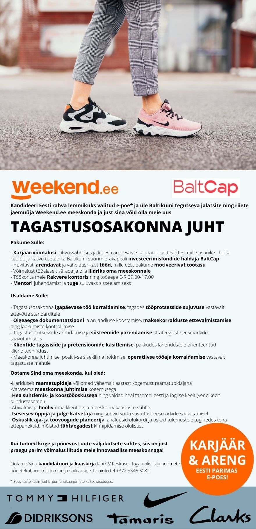 Weekend Eesti OÜ HEA TÖÖTASU & TÖÖKESKKOND TAGASTUSOSAKONNA JUHT EESTI RAHVA LEMMIK E-POES 2024