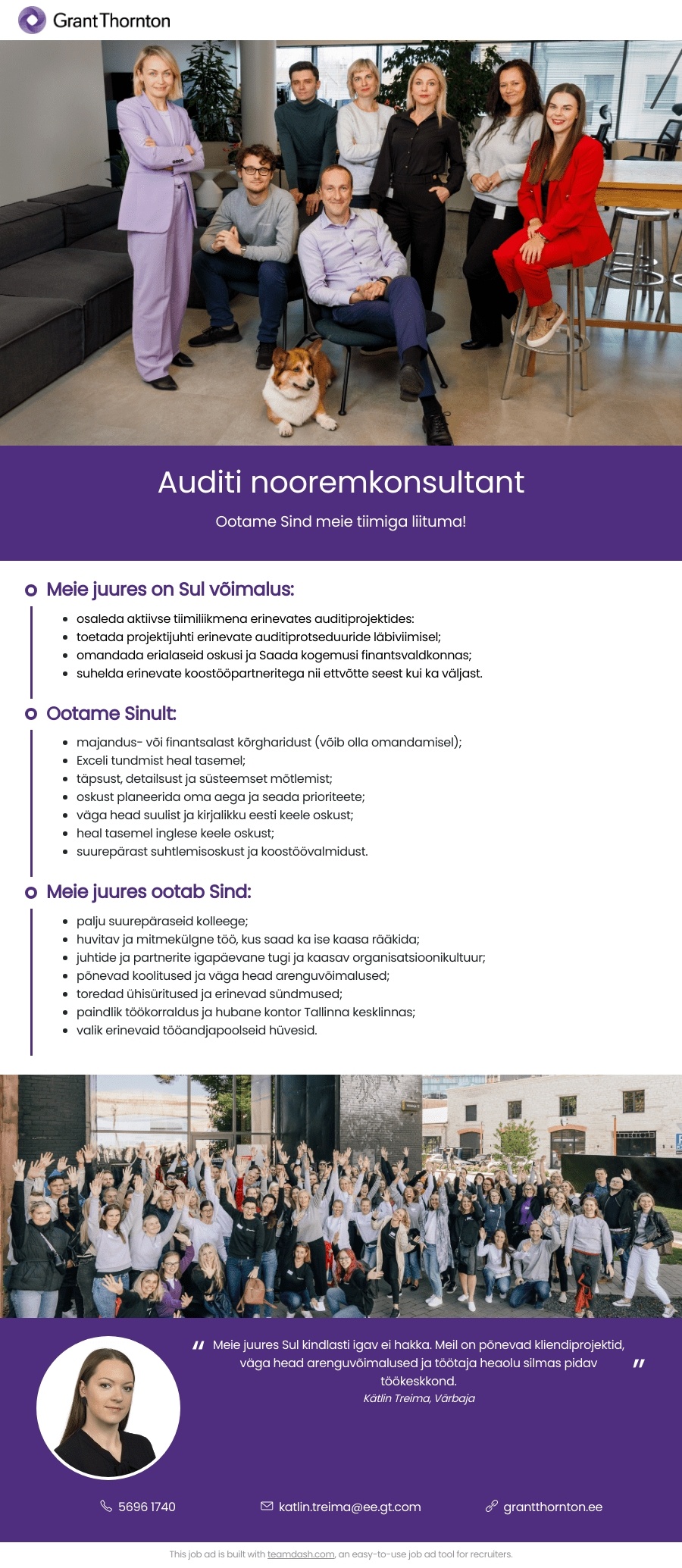 GRANT THORNTON BALTIC OÜ Auditi nooremkonsultant