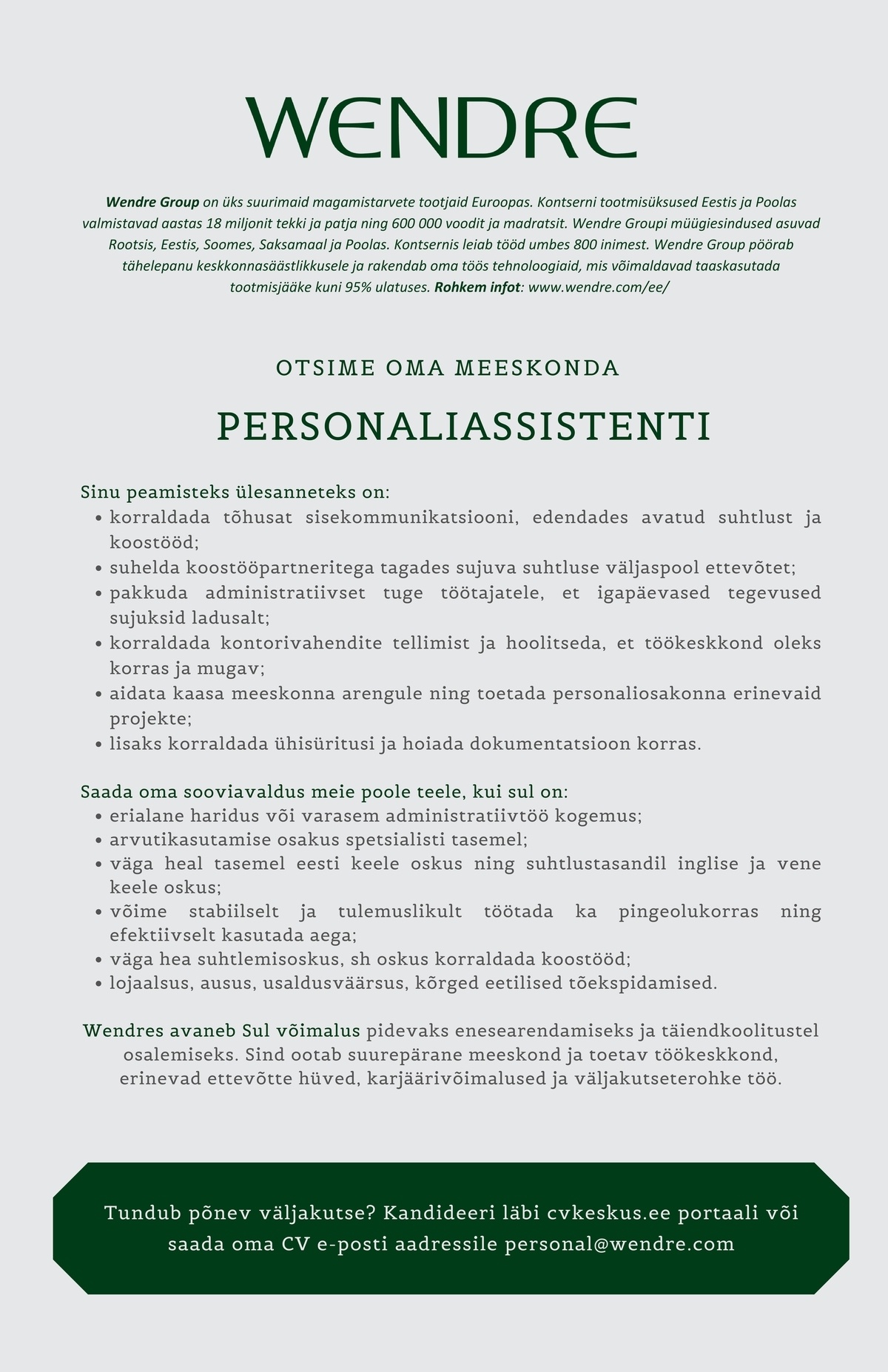 Wendre AS PERSONALIASSISTENT