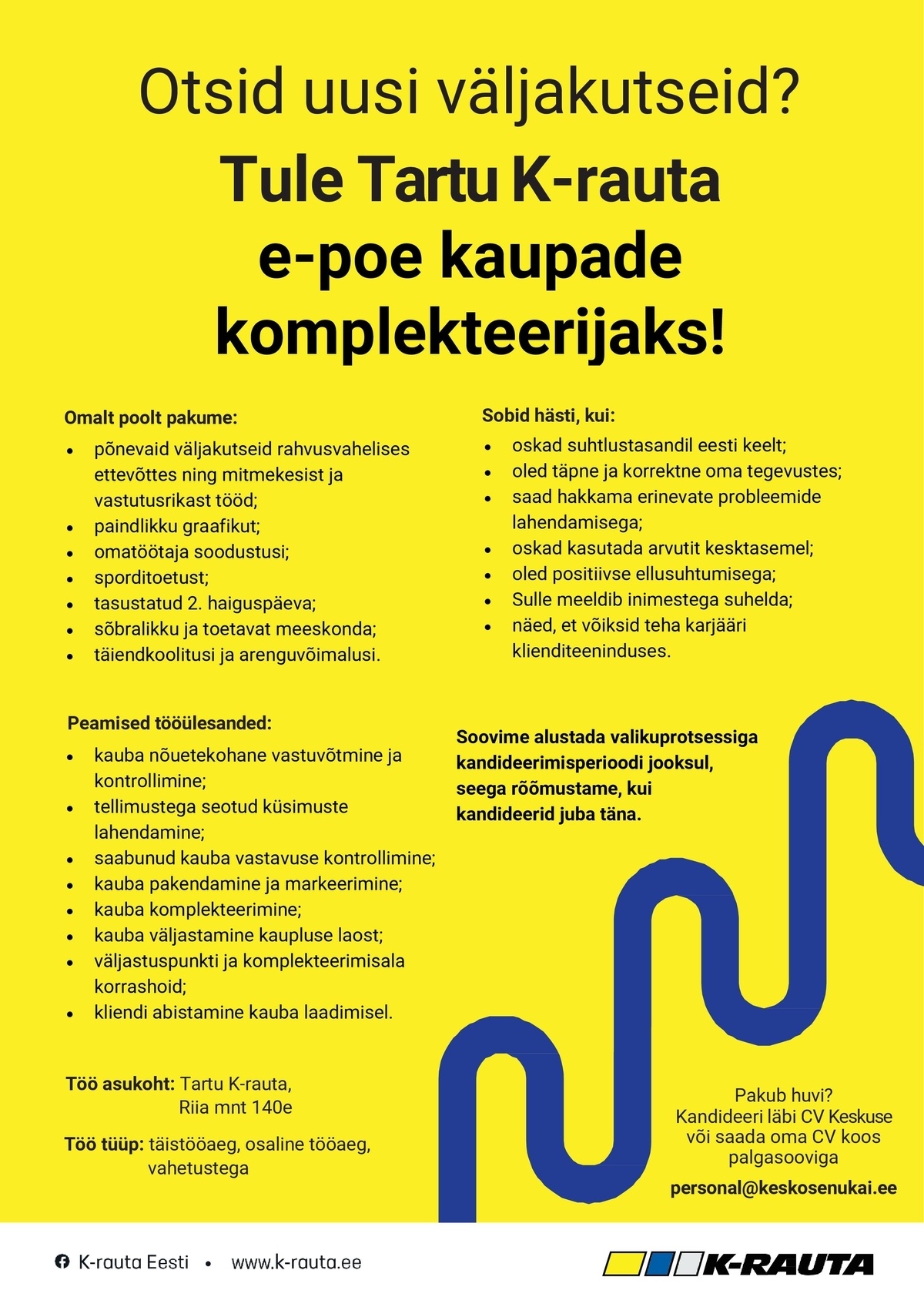 Kesko Senukai Estonia AS Tartu K-rauta e-poe kaupade komplekteerija