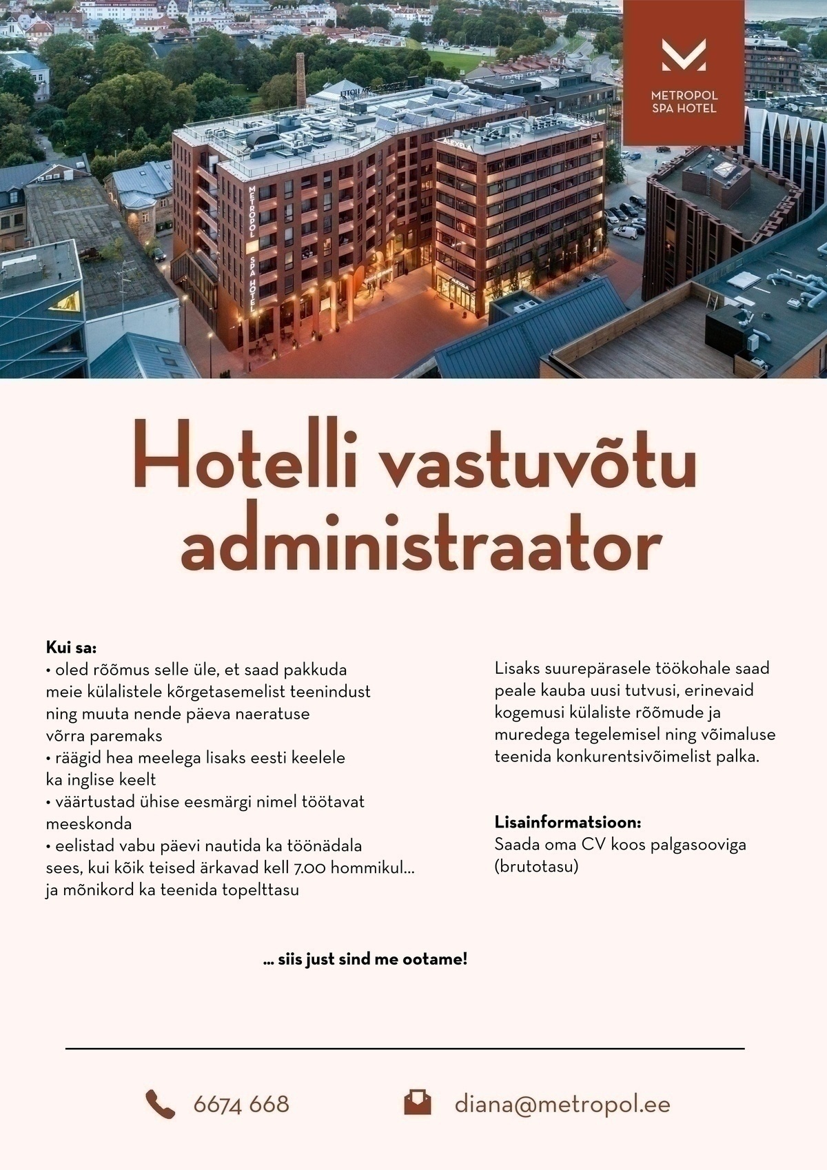 Metropol Hotellid / Haveli Invest OÜ VASTUVÕTU ADMINISTRAATOR