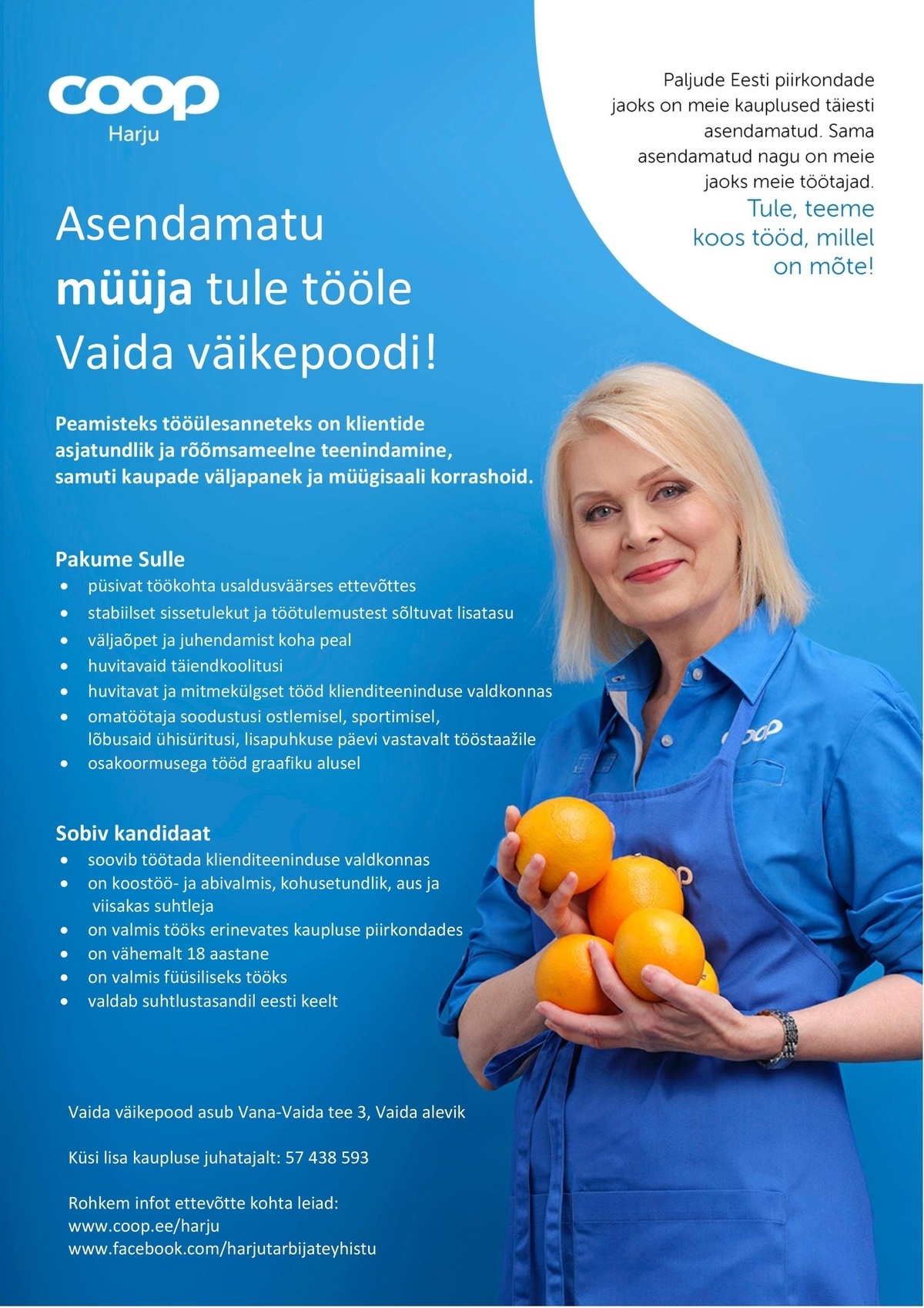 Pille Tang Müüja Vaida väikepood (Vaida alevik, Rae vald) (Coop Harju)