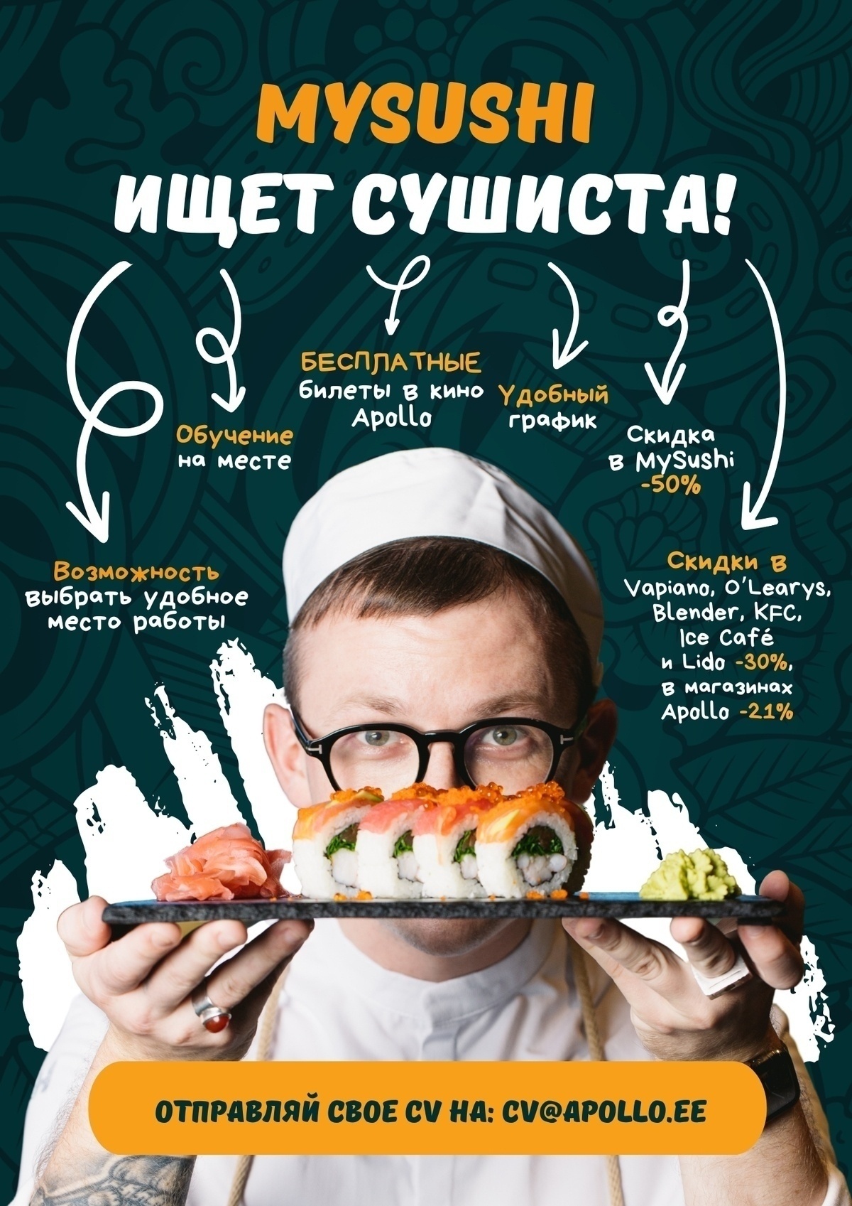 MySushi OÜ Рестораны MySushi в Таллинне приглашают на работу сушистов! (возможно обучение на месте)