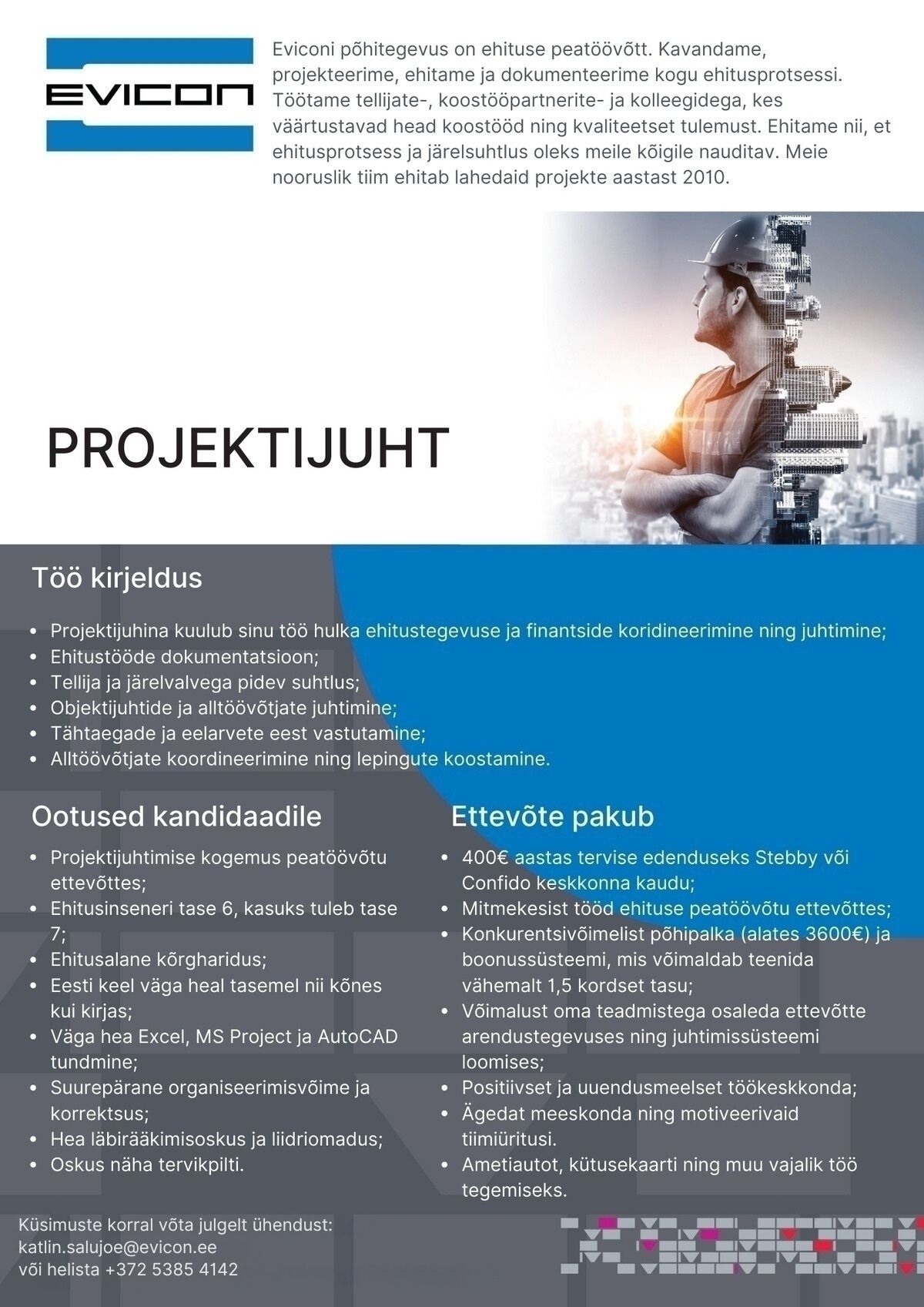 Evicon Ehitus OÜ Projektijuht