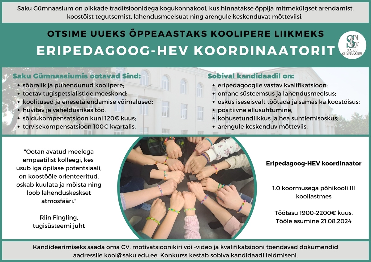 Saku Gümnaasium Eripedagoog-HEV koordinaator