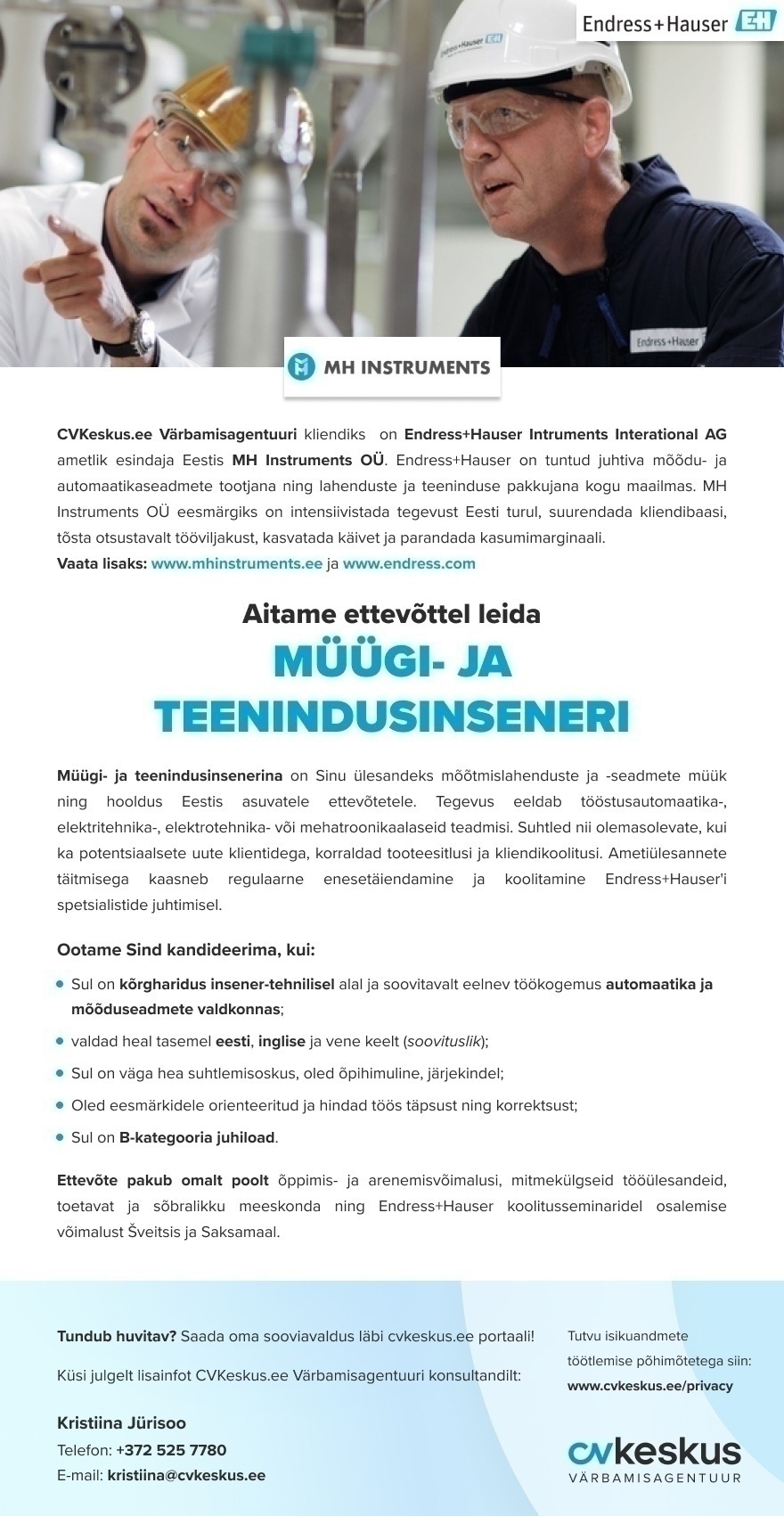 MH Instruments OÜ MÜÜGI- JA TEENINDUSINSENER