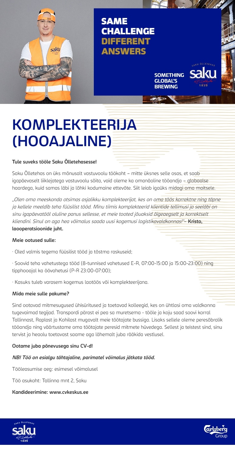 Saku Õlletehase AS Komplekteerija