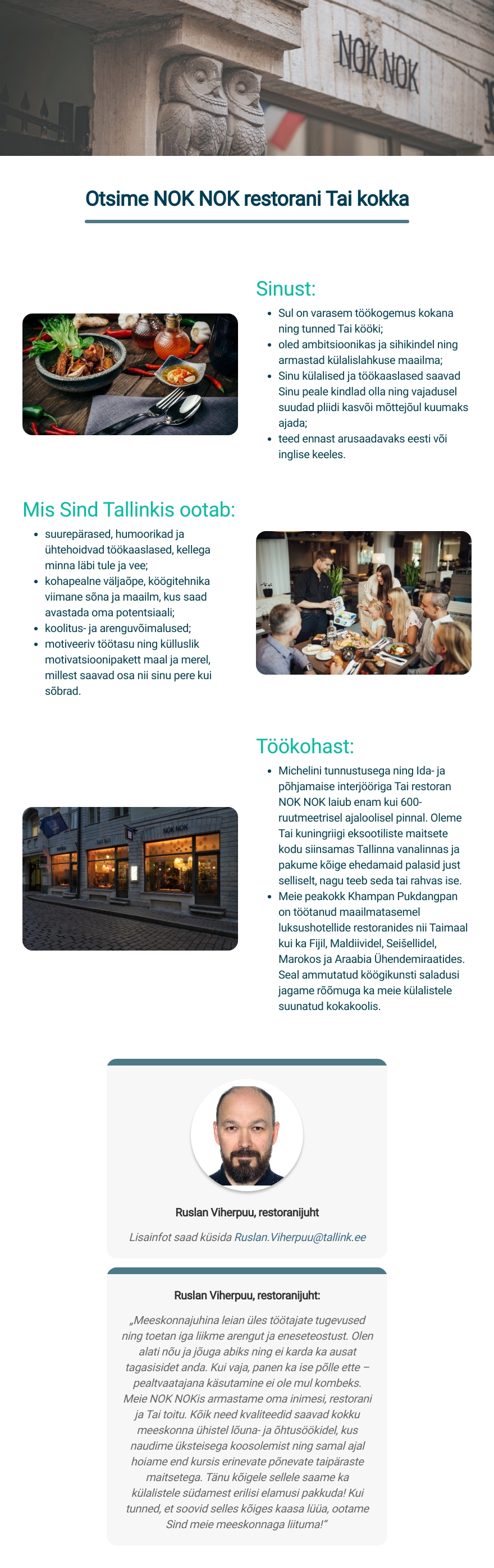 Tallink Grupp AS Tai kokk restoranis NOK NOK