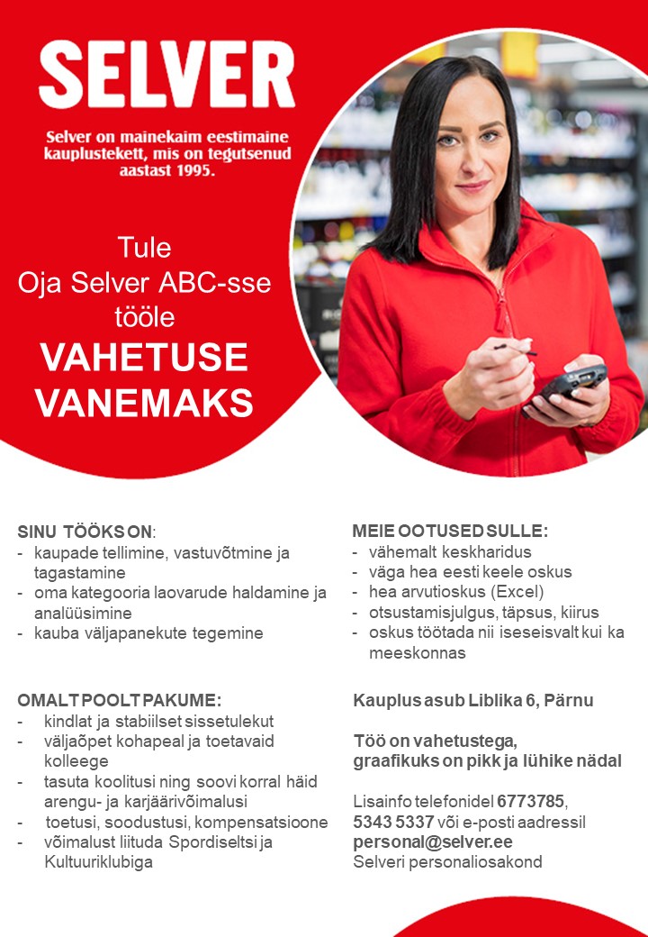 Selver Vahetuse vanem Oja Selver ABC-s