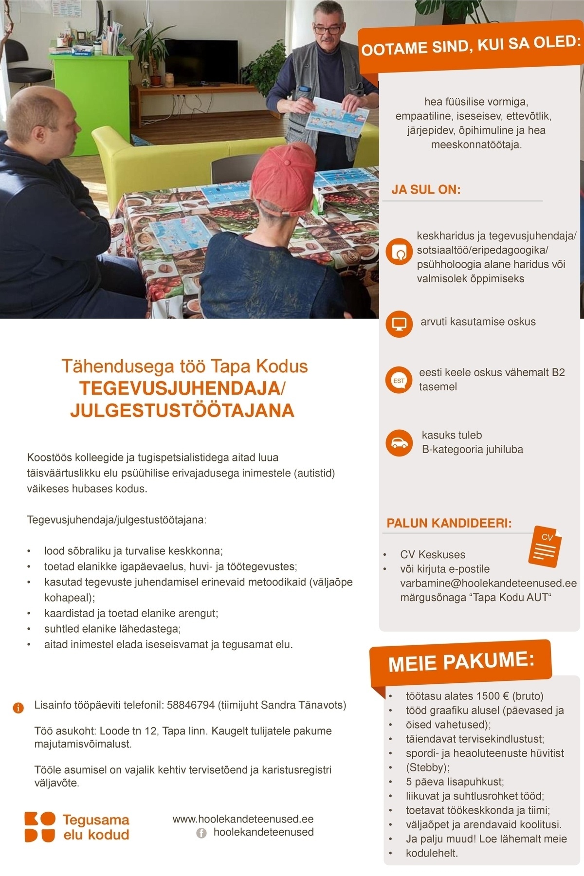 HOOLEKANDETEENUSED AS Tegevusjuhendaja/julgestustöötaja Tapal