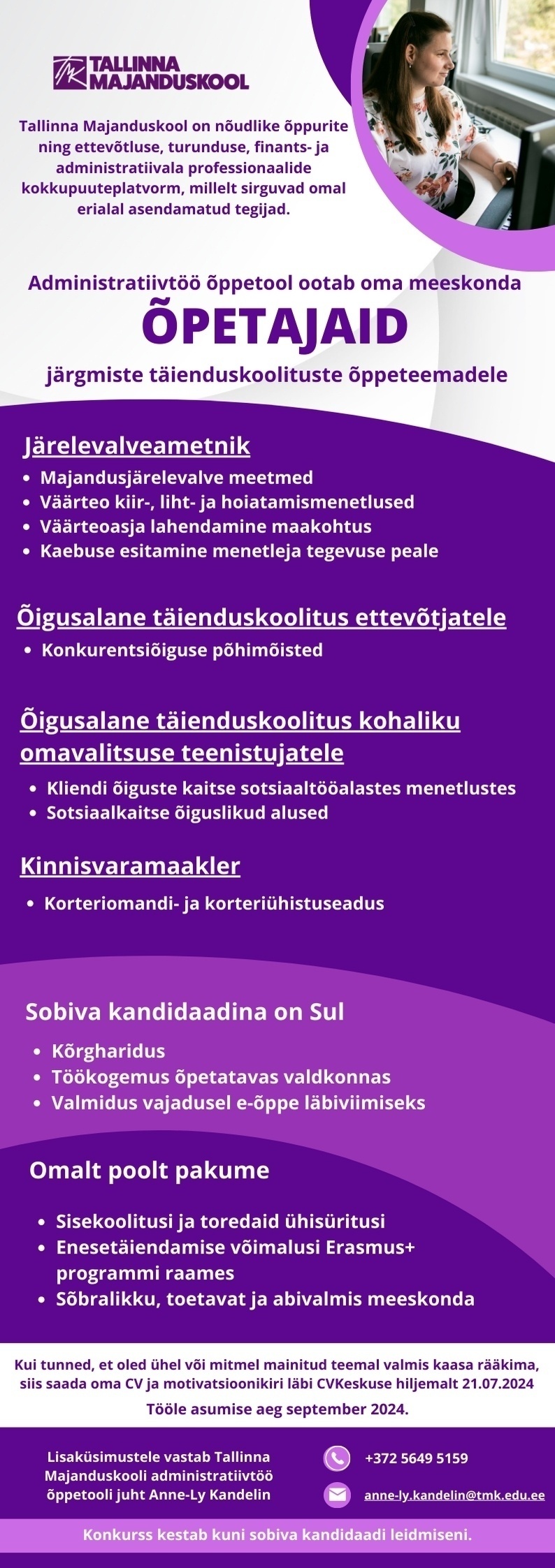 Tallinna Majanduskool Täienduskoolituse õppekavade õpetajad (õigusvaldkond)