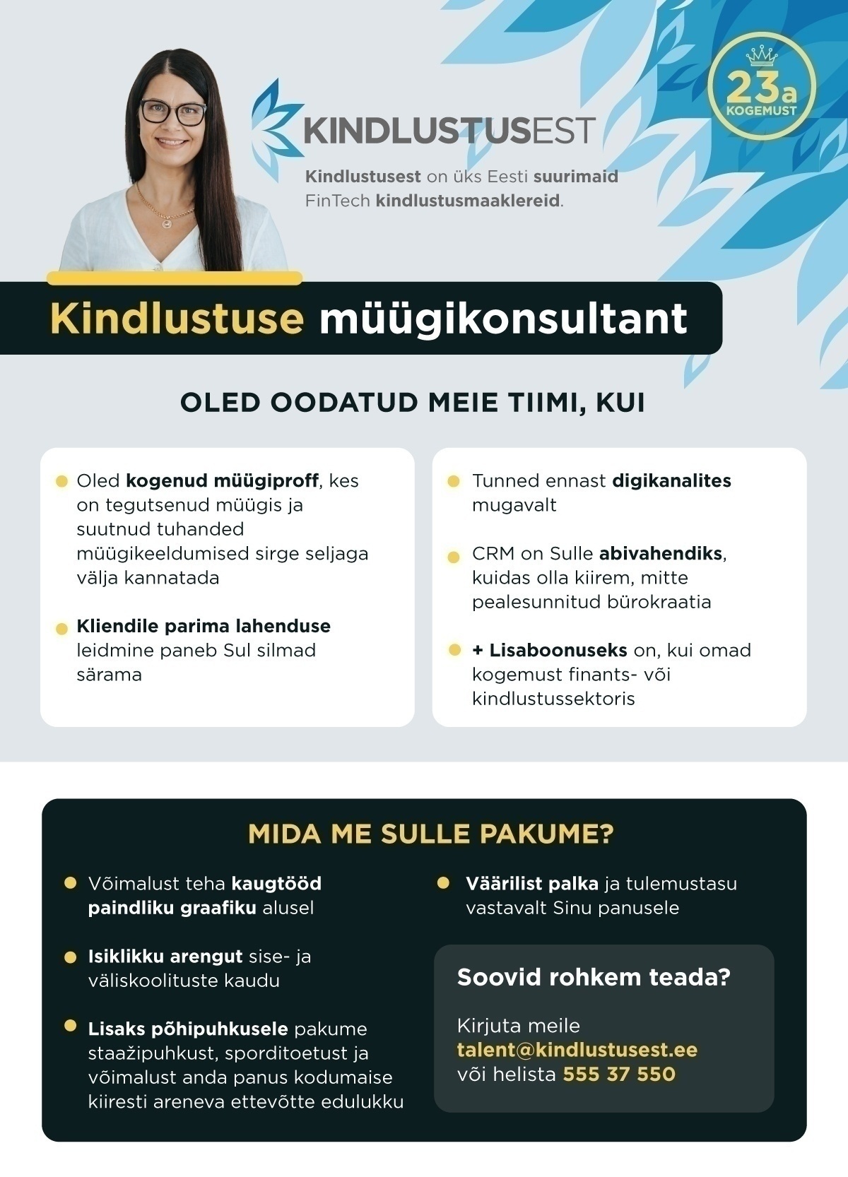 Kindlustusest Kindlustusmaakler OÜ Kindlustuse müügikonsultant