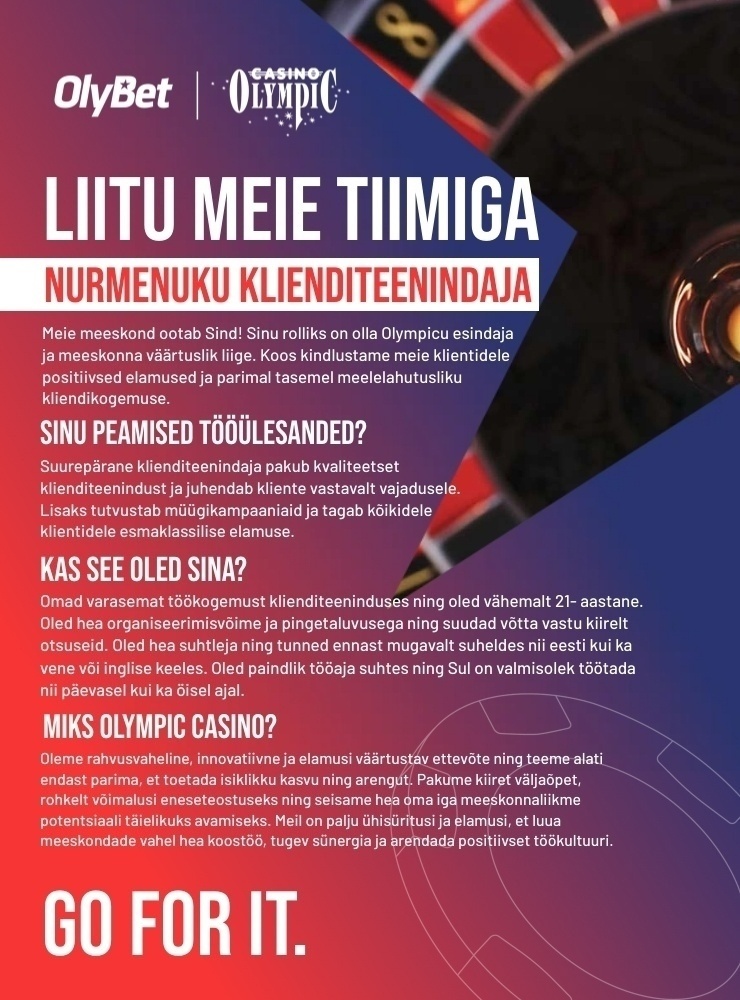 OLYMPIC ENTERTAINMENT GROUP AS Liitu Olympic Casino Nurmenuku Meeskonnaga!