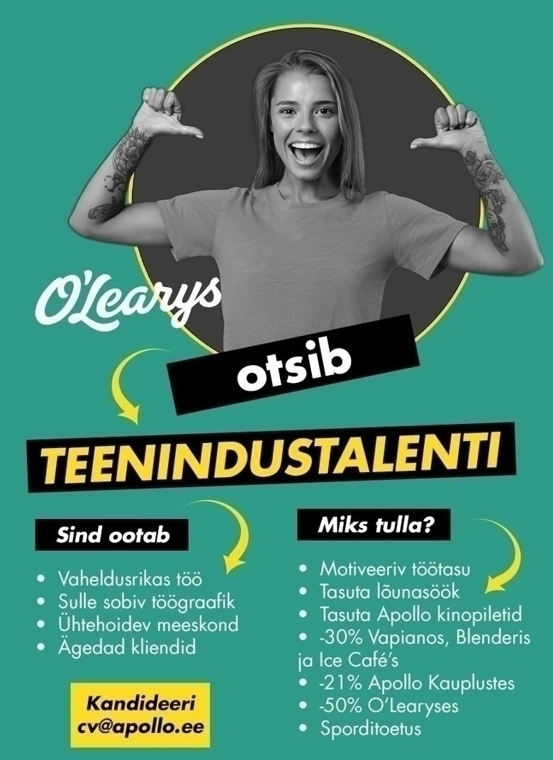 APL Restoranid OÜ Eedeni O´LEARYS otsib TEENINDUSTALENTI!