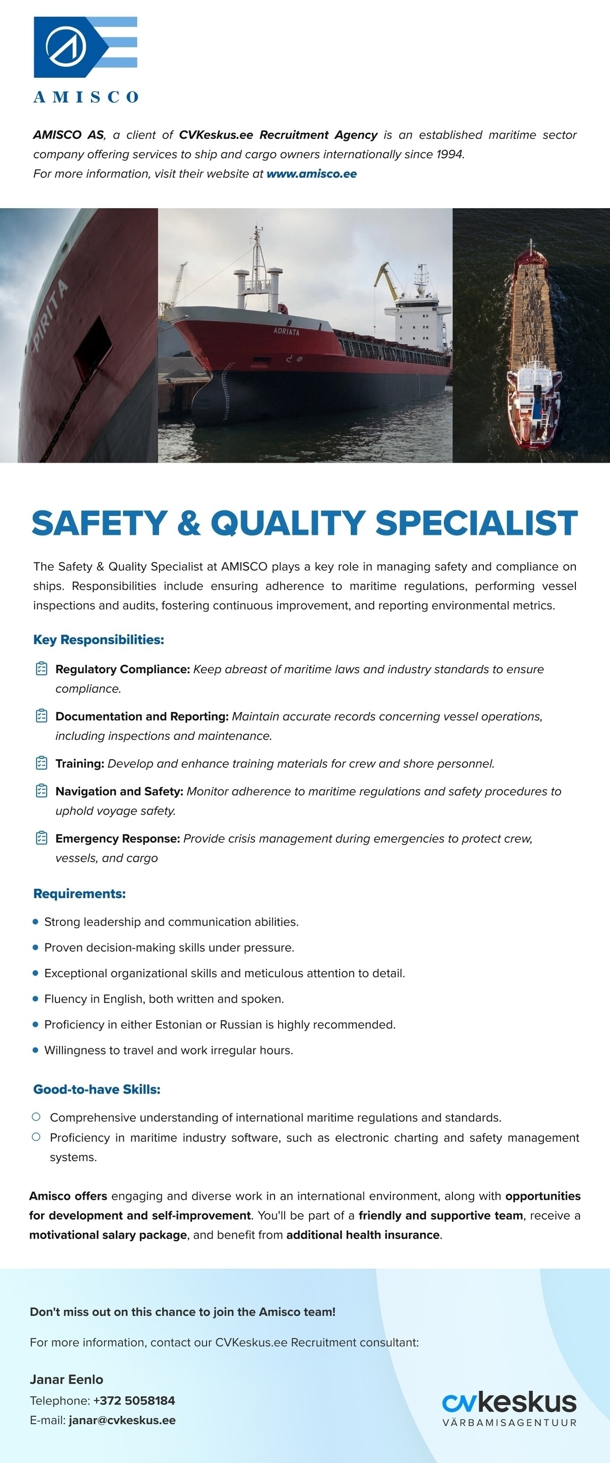 AMISCO AS SAFETY & QUALITY SPECIALIST