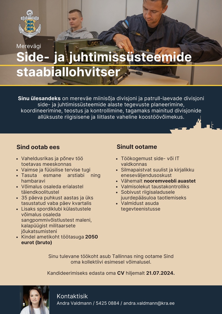 Merevägi Side- ja juhtimissüsteemideosakonna (N6) staabiallohvitseri