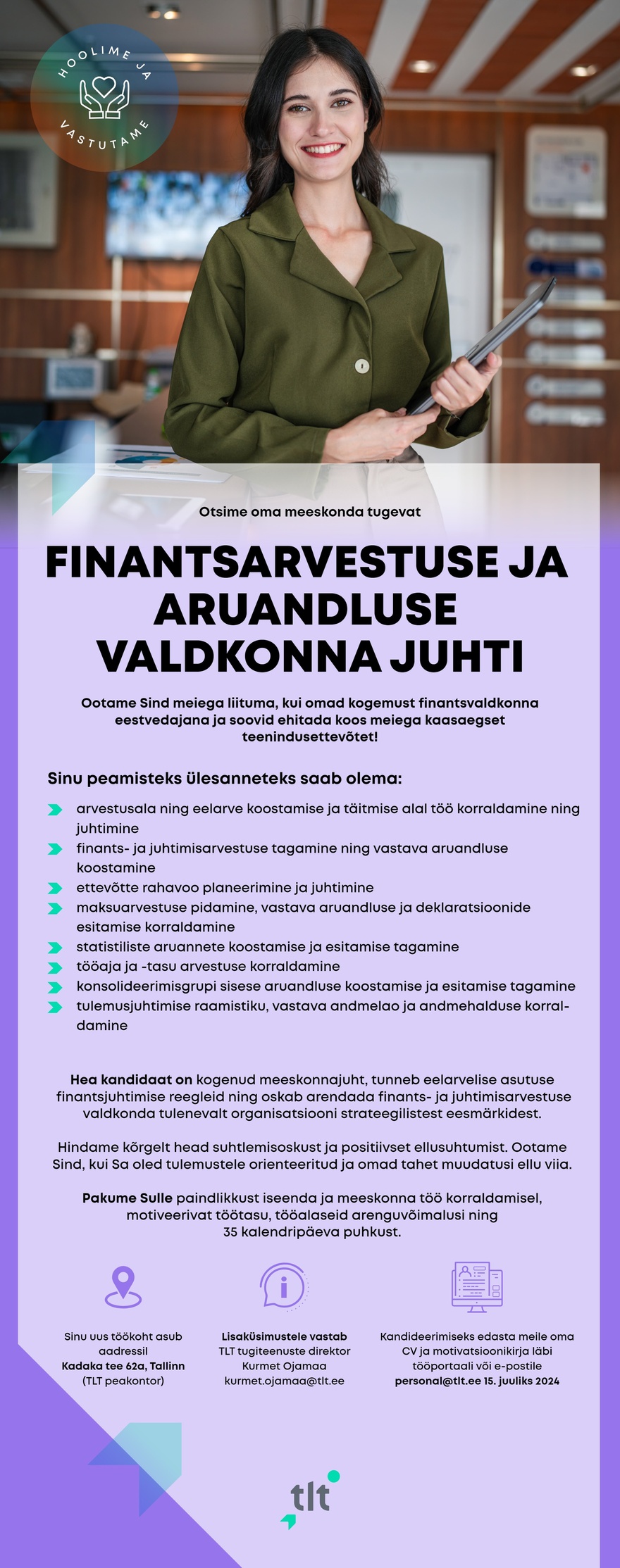 AS Tallinna Linnatransport Finantsarvestuse ja aruandluse valdkonna juht