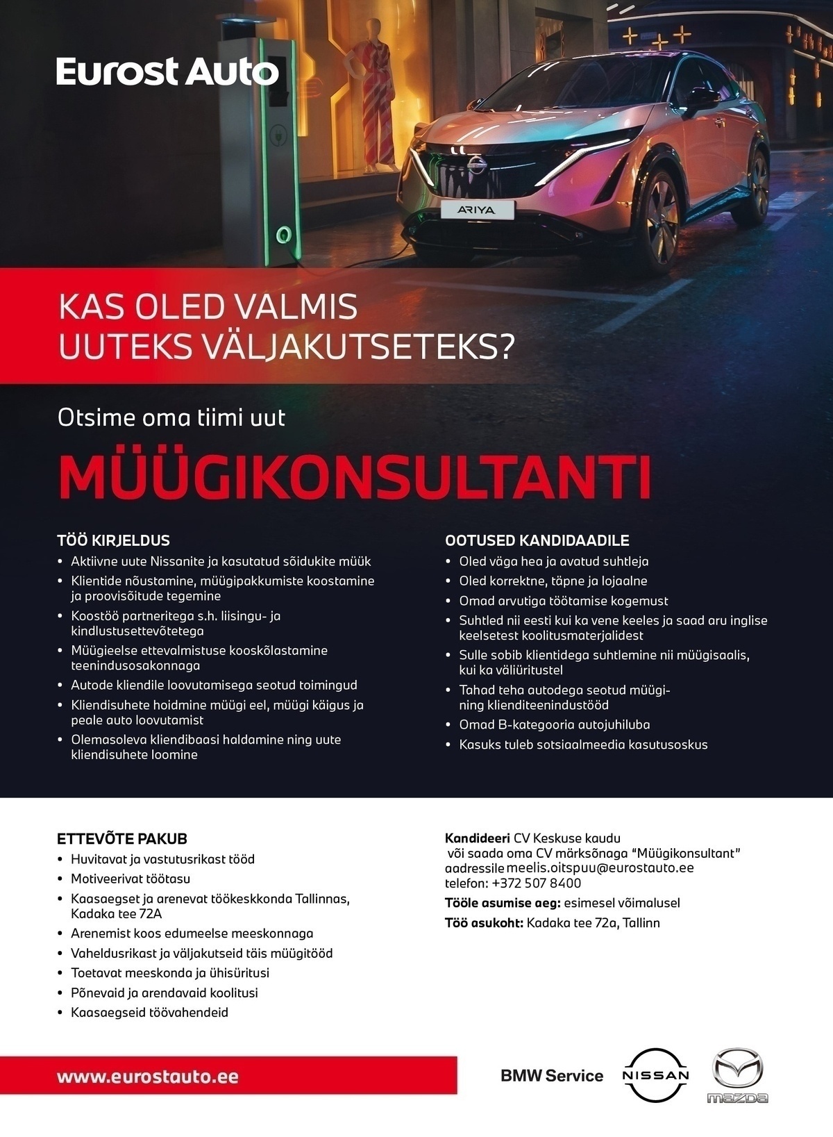 Eurostauto OÜ Autode müügikonsultant