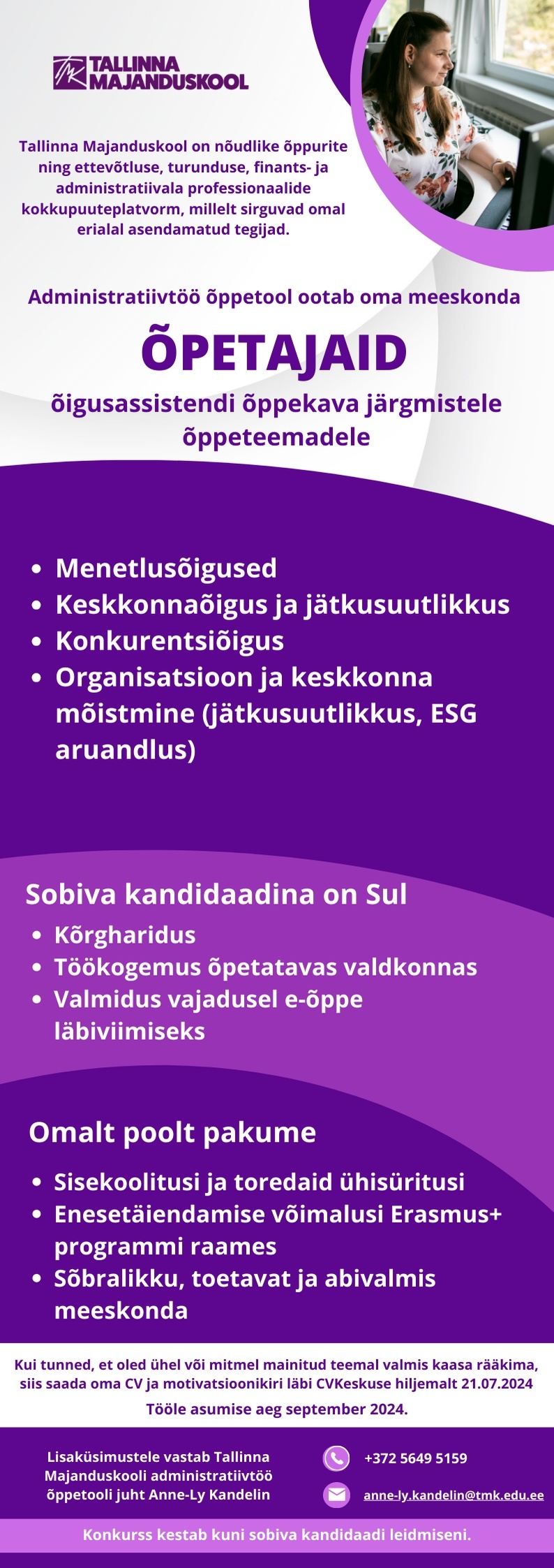 Tallinna Majanduskool Õigusassistendi õppekava õpetajad