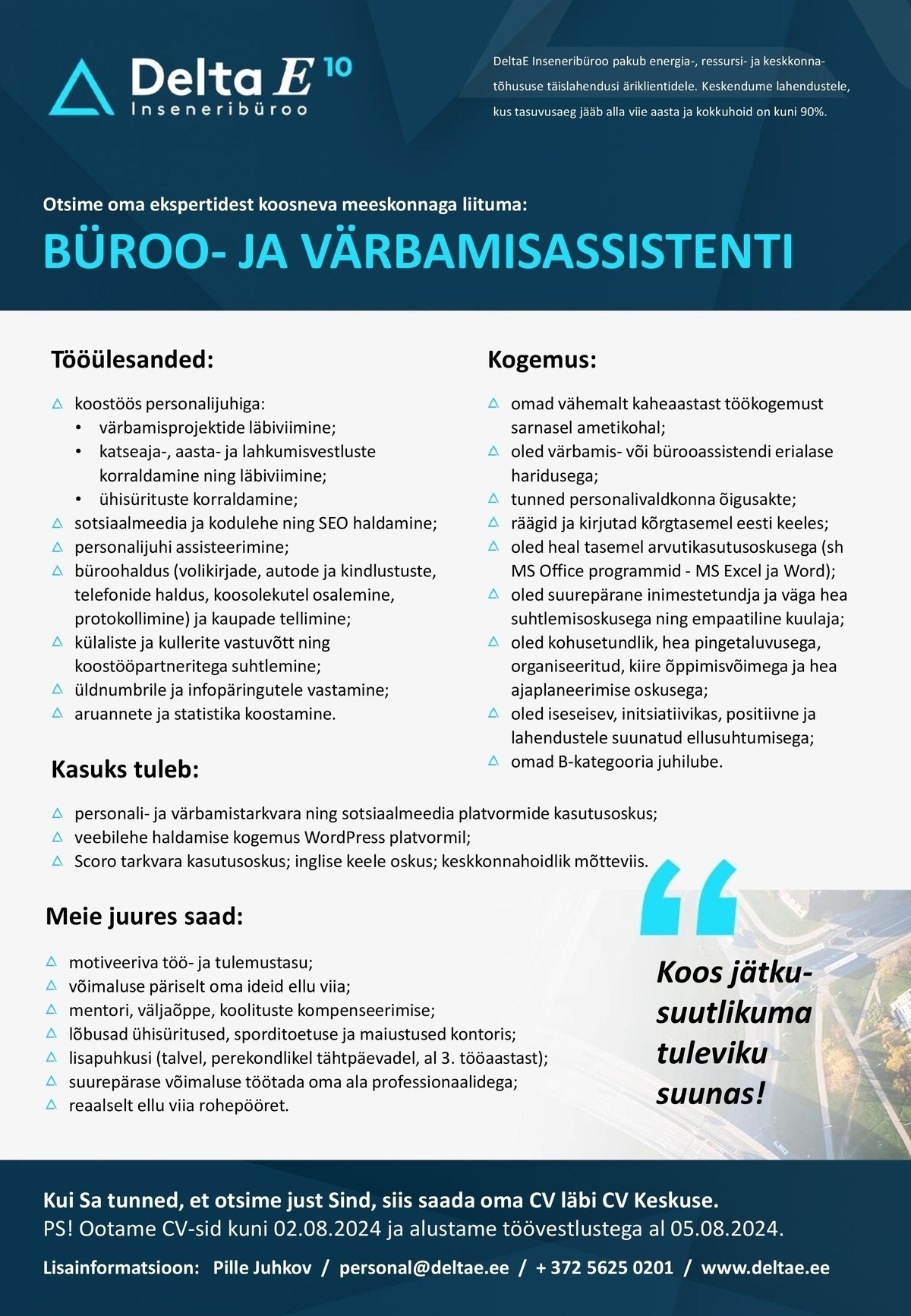 DeltaE Insenerid OÜ Büroo- ja värbamisassistent