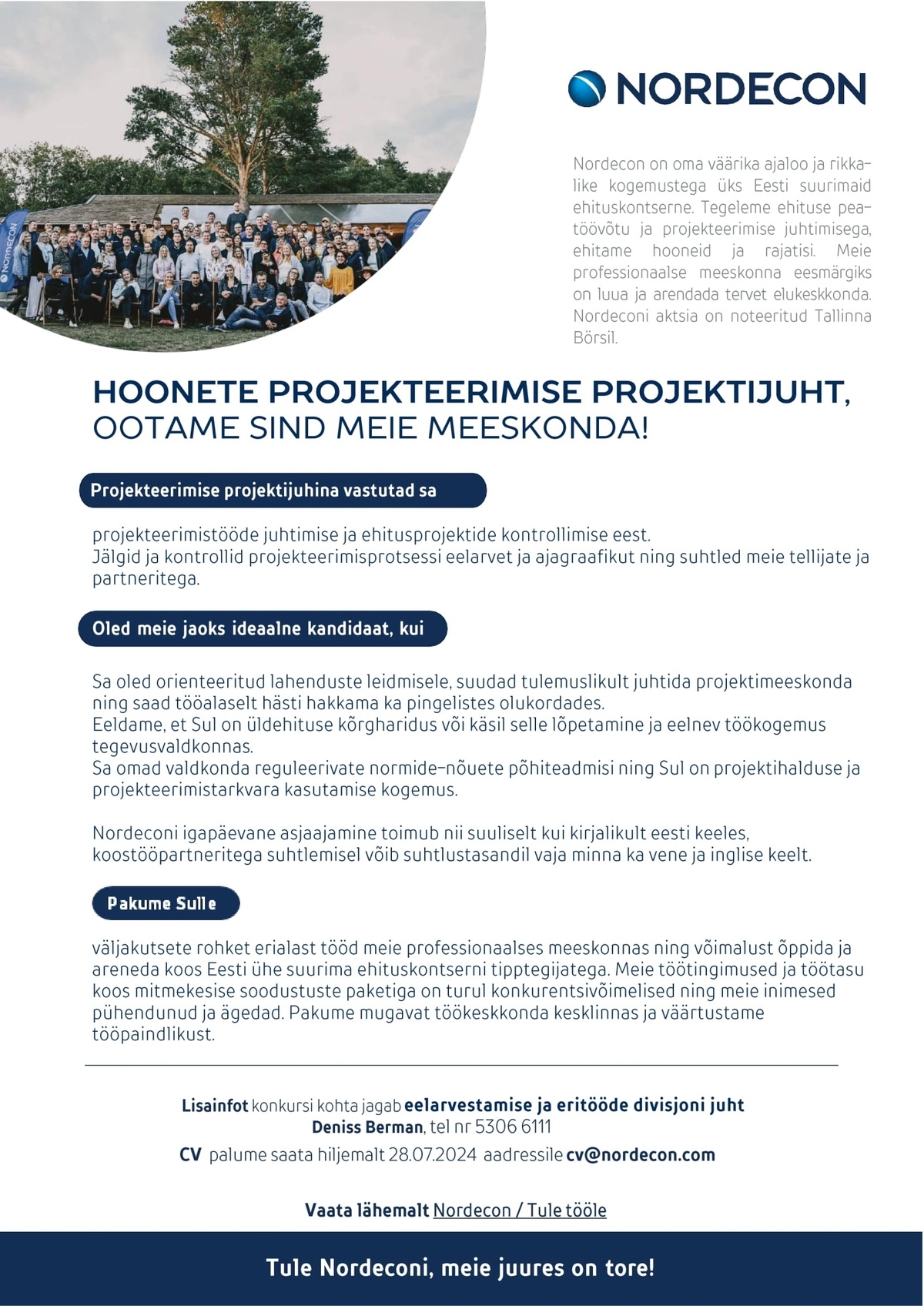 NORDECON AS HOONETE PROJEKTEERIMISE PROJEKTIJUHT