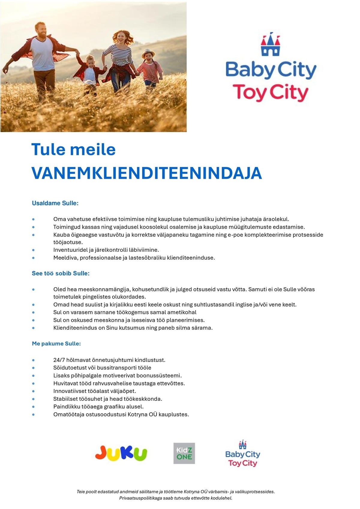 Kotryna OÜ Vanemteenindaja BabyCity/ToyCity Kurna