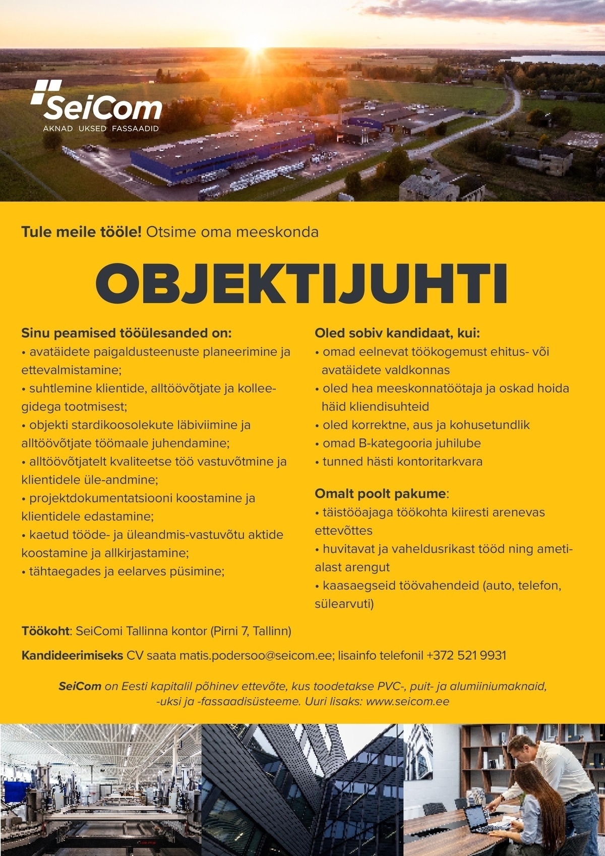 SEICOM OÜ Objektijuht