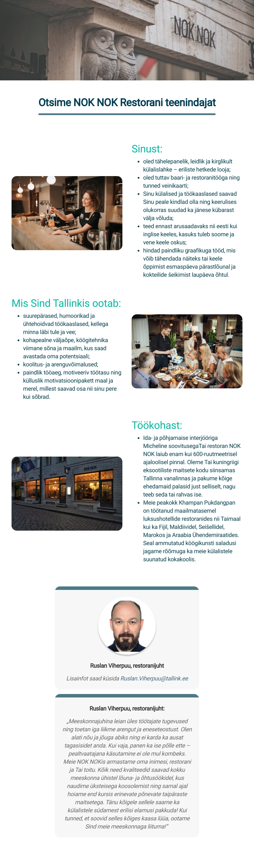 Tallink Grupp AS Teenindaja restoranis NOK NOK