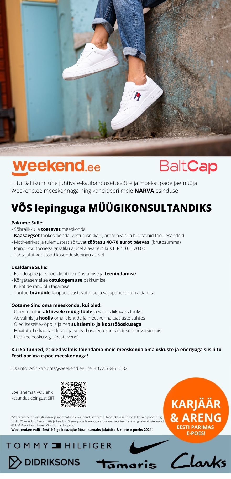 Weekend Eesti OÜ OSALINE TÖÖAEG & HEA TÖÖTASU - VÕS lepinguga MÜÜGIKONSULTANT Narva esindusse