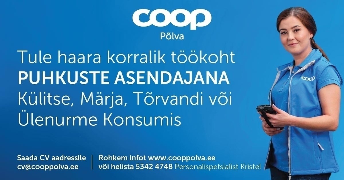 Coop Põlva Tarbijate Ühistu Tööampsutaja Coop Põlva Konsumites Tartumaal