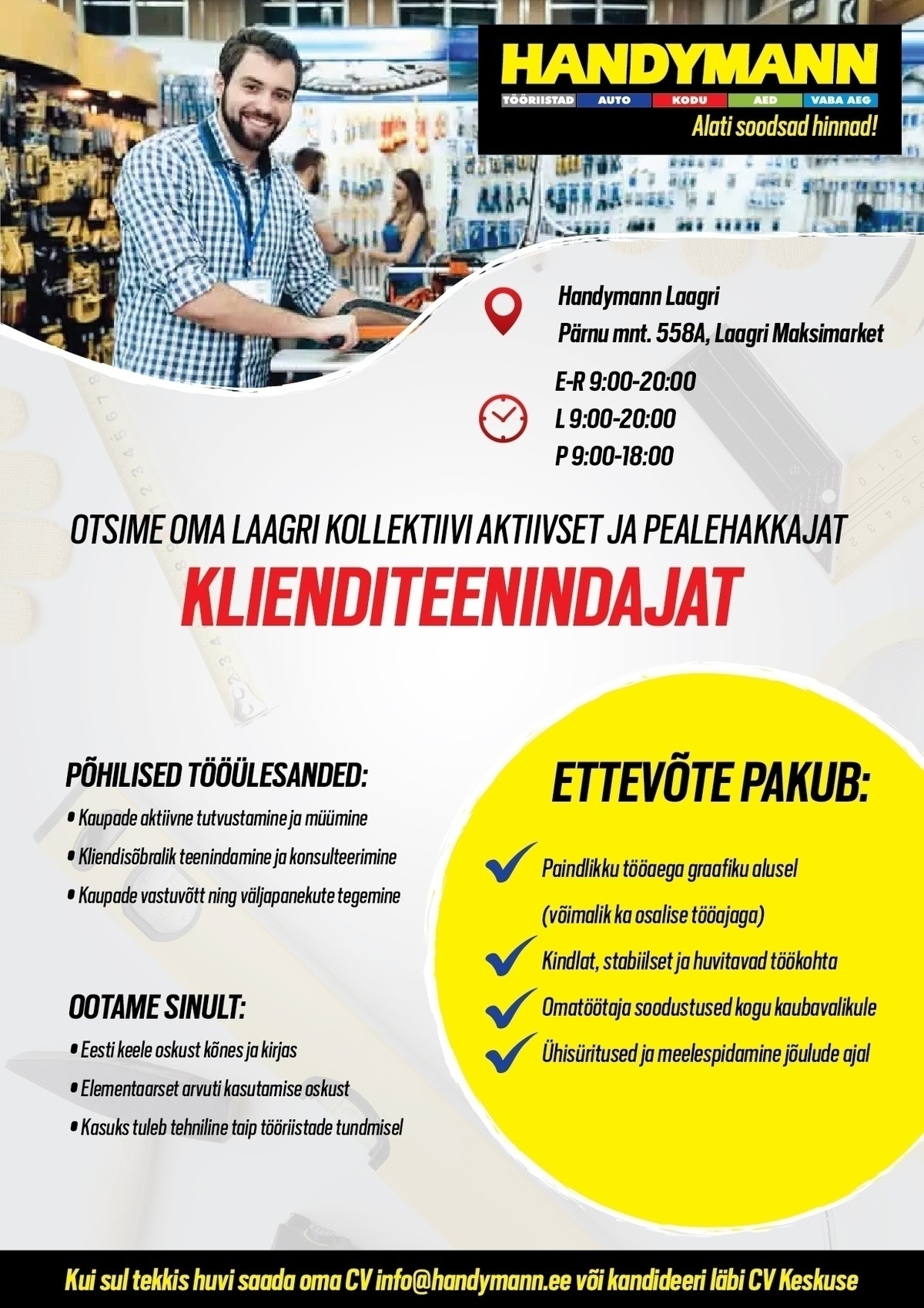 Handymann OÜ Klienditeenindaja Laagri Handymannis