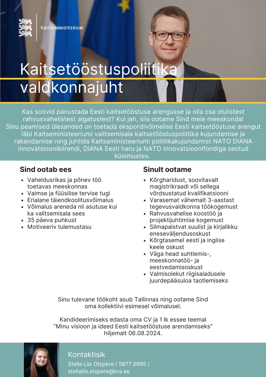 Kaitseministeerium Kaitsetööstuspoliitika valdkonnajuht