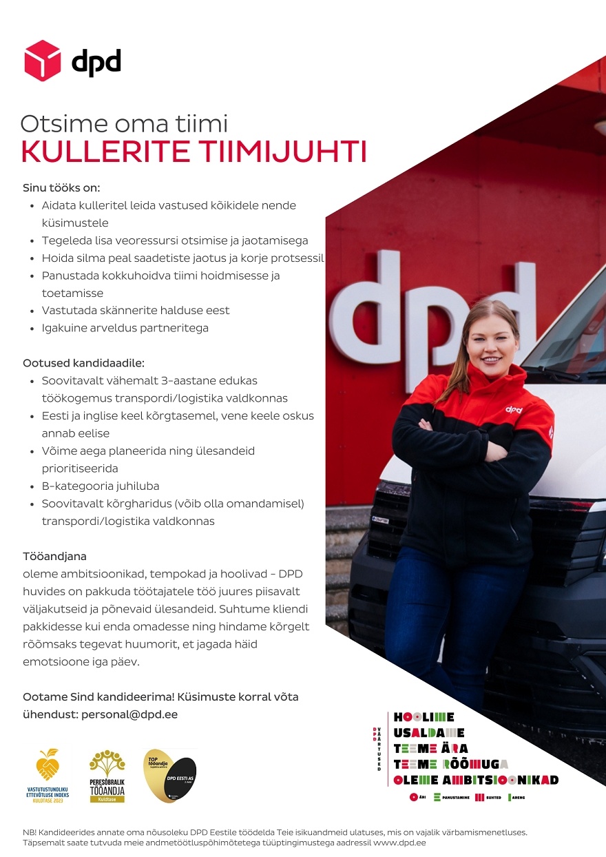 DPD Eesti AS Kullerite tiimijuht