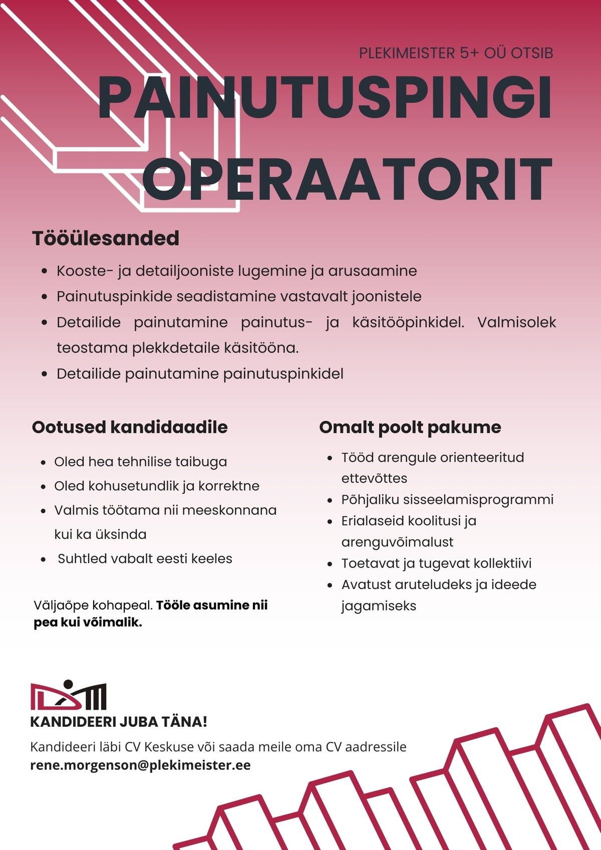 PLEKIMEISTER 5+ OÜ Painutuspingi operaator