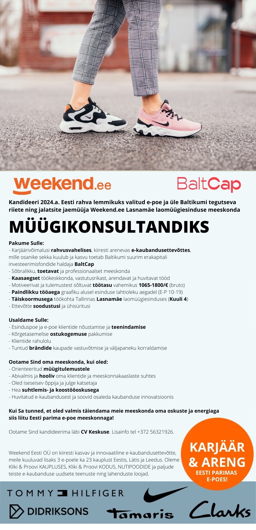 Weekend Eesti OÜ HEA TÖÖAEG E-P 10-19 & TÖÖTASU - MÜÜGIKONSULTANT Lasnamäe laomüügiesindusse