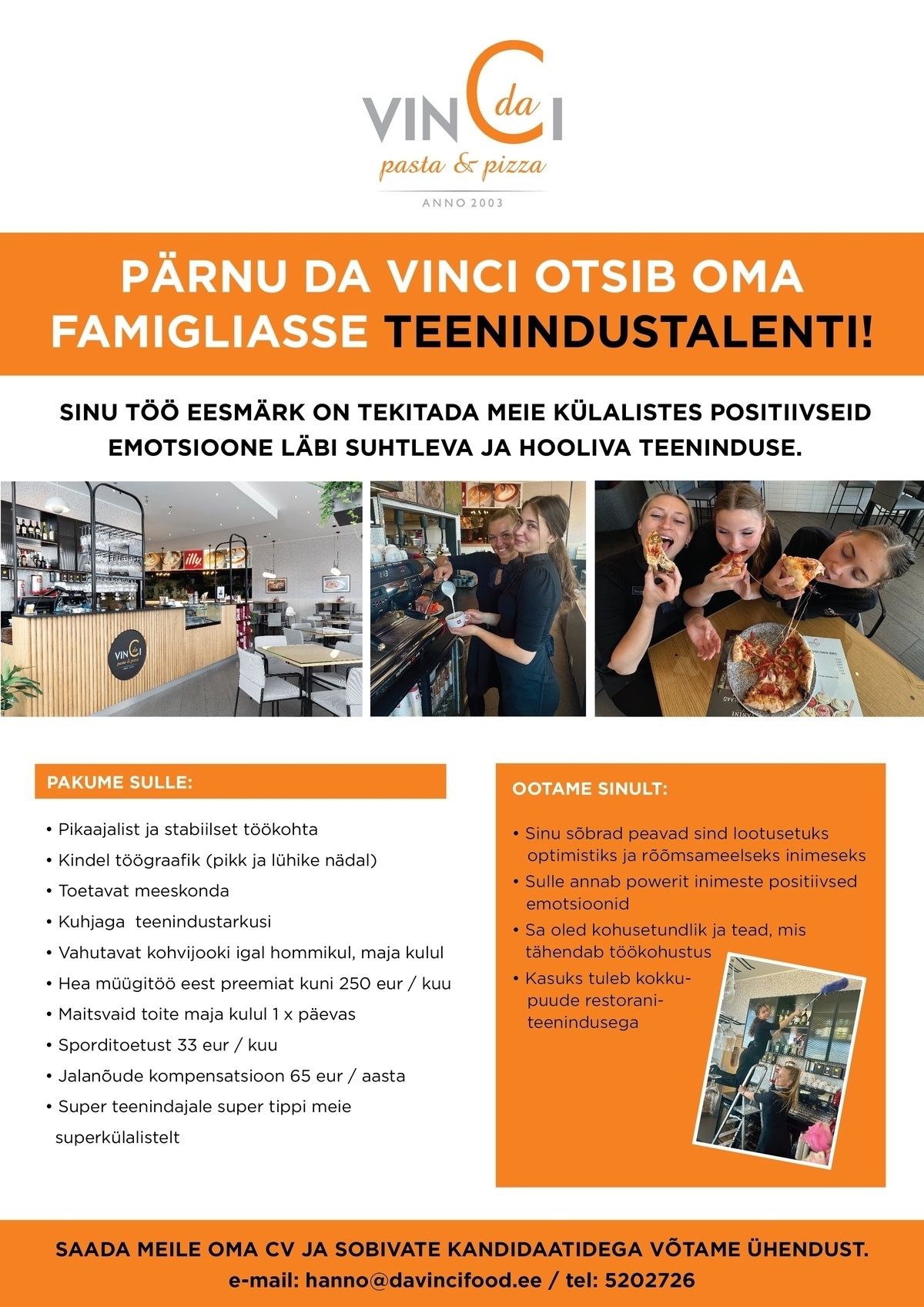 GELATO ITALIANO OÜ TEENINDUSTALENT DAVINCI PÄRNU