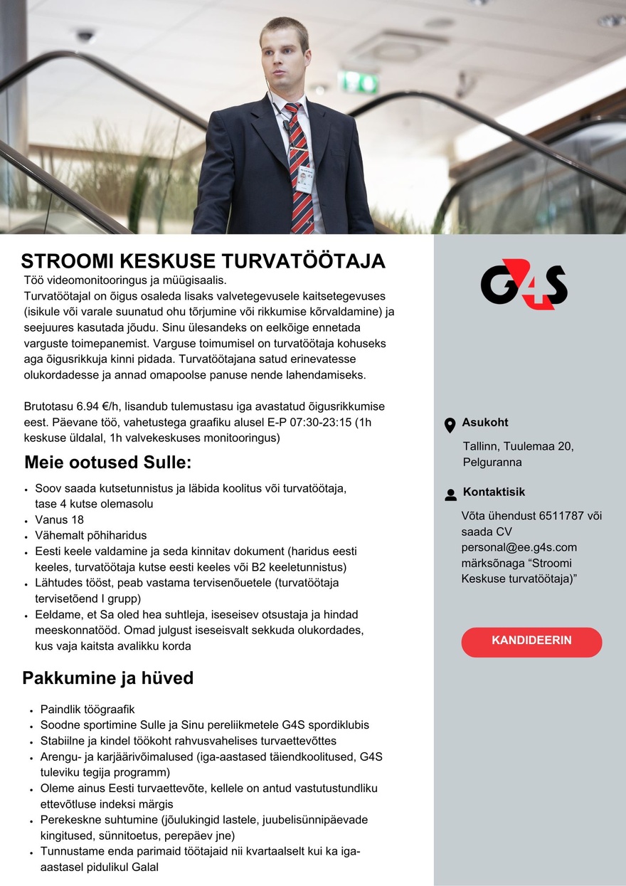 AS G4S Eesti Stroomi Keskuse turvatöötaja