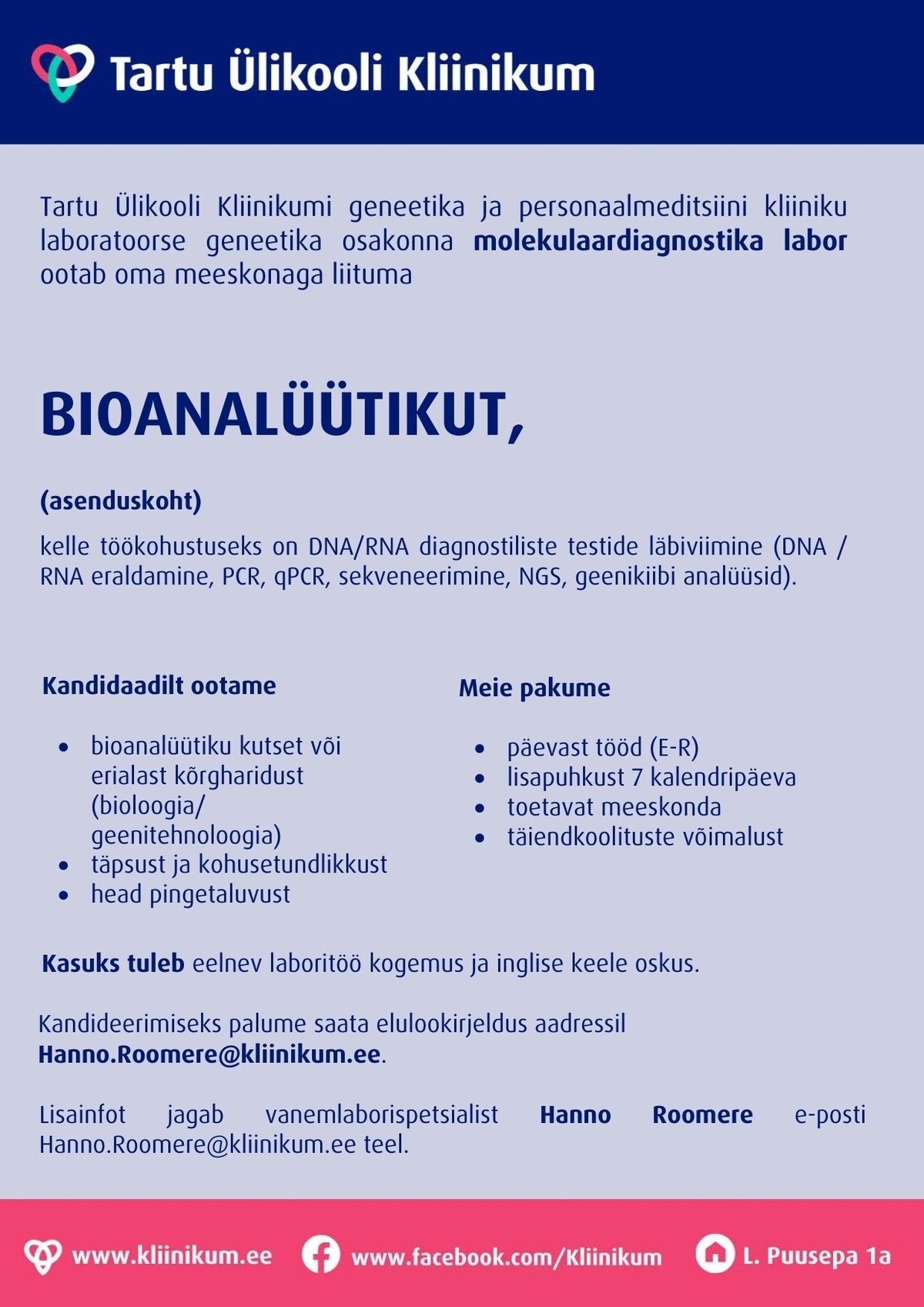 Tartu Ülikooli Kliinikum SA Bioanalüütik