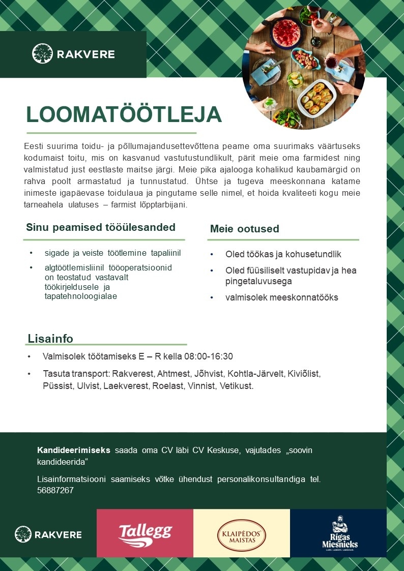 Maag Eesti AS Loomatöötleja