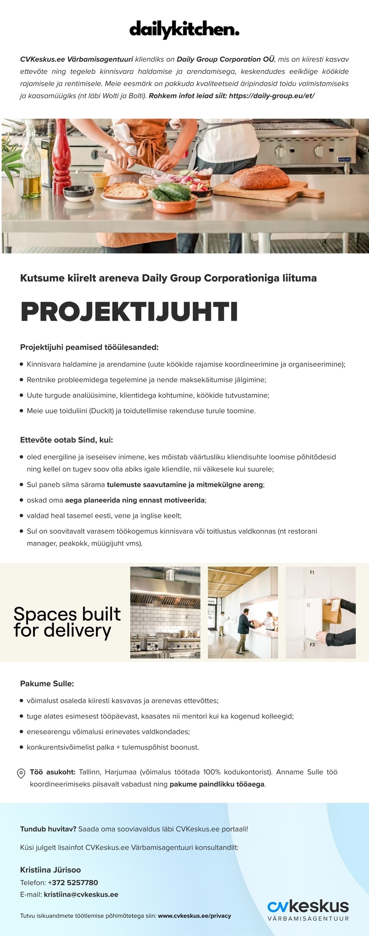 Daily Group Corporation OÜ PROJEKTIJUHT (Daily Kitchen)