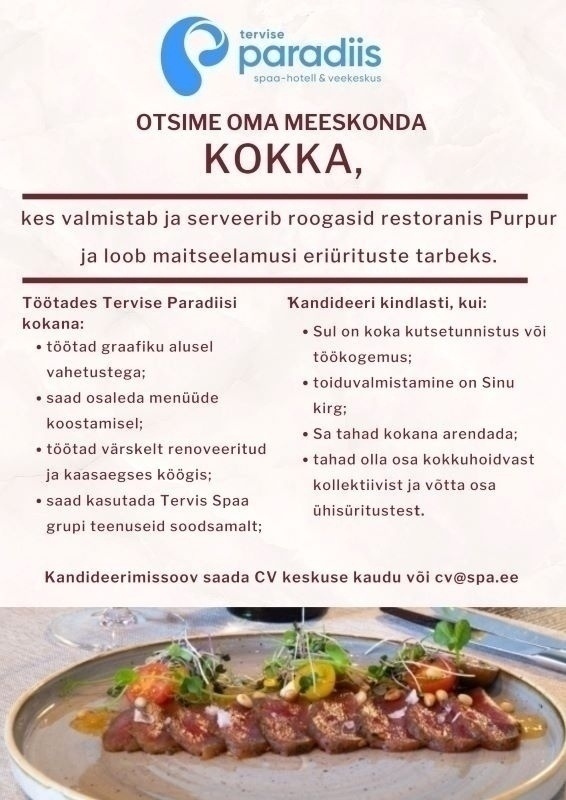 OÜ Tervise Paradiis Kokk